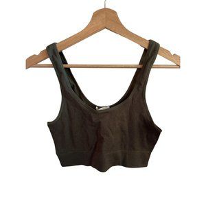 Bozzolo Green Ribbed Cropped Tank Top Women's Size Medium Large Scoop Neck